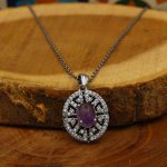 گردنبند آمیتیست نقره زنانه طرح مهرانه - Image 2