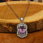 گردنبند آمیتیست الماس تراش نقره زنانه طرح مینو - Image 3