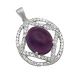 گردنبند آمیتیست الماس تراش نقره زنانه طرح پیله