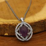 گردنبند آمیتیست الماس تراش نقره زنانه طرح پیله - Image 2