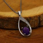 گردنبند آمیتیست الماس تراش نقره زنانه طرح روح افزا - Image 2