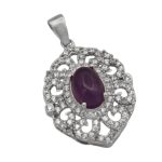 گردنبند آمیتیست الماس تراش نقره زنانه طرح ترانه