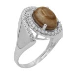 انگشتر عقیق باباقوری نقره زنانه طرح زرین