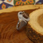 انگشتر عقیق باباقوری نقره زنانه طرح زرین - Image 2