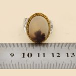 انگشتر عقیق شجر نقره مردانه طرح دورطلایی حسین (ع) - Image 4