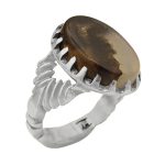 انگشتر عقیق شجر نقره مردانه طرح یاسان