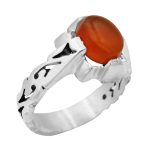 انگشتر عقیق سرخ یمنی نقره مردانه طرح هدایت