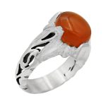 انگشتر عقیق سرخ یمنی نقره مردانه طرح حافظ