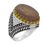 انگشتر عقیق کبود یمنی نقره مردانه طرح برزان