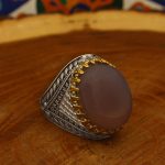 انگشتر عقیق کبود یمنی نقره مردانه طرح برزان - Image 2