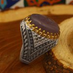 انگشتر عقیق کبود یمنی نقره مردانه طرح برزان - Image 3