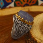 انگشتر عقیق کبود یمنی نقره مردانه طرح فرهاد - Image 3