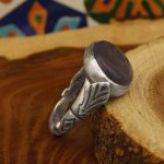 انگشتر عقیق کبود یمنی نقره مردانه طرح هشام - Image 2