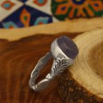 انگشتر عقیق کبود یمنی نقره مردانه طرح علمدار - Image 2