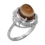 انگشتر عقیق باباقوری نقره زنانه طرح حمیرا