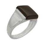 انگشتر عقیق مشکی نقره مردانه طرح صائب