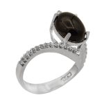 انگشتر عقیق مشکی نقره زنانه طرح فائزه