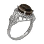 انگشتر عقیق باباقوری نقره زنانه طرح فلامک