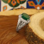 انگشتر عقیق سبز نقره زنانه طرح گلاره + حرز امام جواد (ع) + آیت الکرسی - Image 3