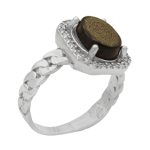 انگشتر عقیق مشکی نقره زنانه طرح بیتا + حرز امام جواد (ع) + آیت الکرسی