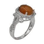 انگشتر عقیق سرخ یمنی نقره زنانه طرح مهراوه