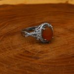 انگشتر عقیق سرخ یمنی نقره زنانه طرح مهراوه - Image 2