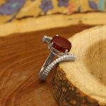 انگشتر عقیق سرخ نقره زنانه طرح فائزه - Image 2