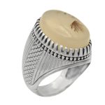 انگشتر عقیق شجر نقره مردانه طرح نخل