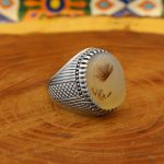 انگشتر عقیق شجر نقره مردانه طرح نخل - Image 2