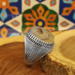 انگشتر عقیق شجر نقره مردانه طرح نخل - Image 3