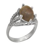 انگشتر عقیق باباقوری نقره زنانه طرح گلپری