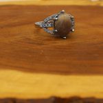 انگشتر عقیق باباقوری نقره زنانه طرح گلپری - Image 2