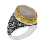 انگشتر عقیق کبود یمنی نقره مردانه طرح یا زهرا