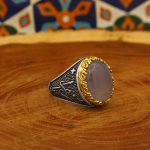 انگشتر عقیق کبود یمنی نقره مردانه طرح یا زهرا - Image 3