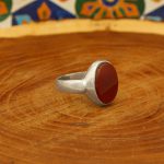 انگشتر عقیق سرخ نقره دست ساز مردانه طرح ساتر + حرز امام جواد (ع) - Image 2