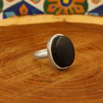 انگشتر عقیق مشکی نقره دست ساز مردانه طرح مبین + حرز امام جواد (ع) - Image 2