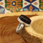 انگشتر عقیق مشکی نقره دست ساز مردانه طرح مبین + حرز امام جواد (ع) - Image 3