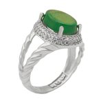 انگشتر عقیق سبز نقره زنانه طرح مرجان + حرز امام جواد (ع) + آیت الکرسی