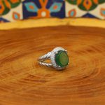 انگشتر عقیق سبز نقره زنانه طرح مرجان + حرز امام جواد (ع) + آیت الکرسی - Image 2
