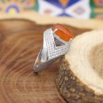 انگشتر عقیق سرخ یمنی نقره زنانه طرح شیرین - Image 3