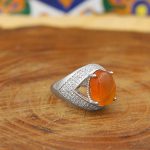 انگشتر عقیق سرخ یمنی نقره زنانه طرح شیرین - Image 2