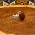 انگشتر عقیق سرخ نقره مردانه طرح فرهنگ - Image 3