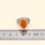 انگشتر عقیق سرخ یمنی نقره مردانه دست ساز طرح قلم زنی مینیاتوری غالب - Image 5