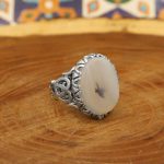 انگشتر عقیق شجر نقره مردانه طرح جبار - Image 2