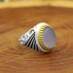 انگشتر عقیق کبود یمنی نقره مردانه طرح بهمن - Image 3