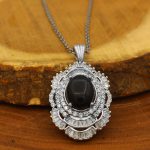 گردنبند عقیق مشکی نقره زنانه طرح مرجان - Image 2