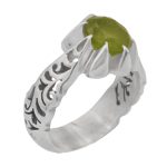 انگشتر زبرجد الماس تراش نقره مردانه دست ساز طرح صالح