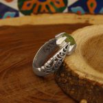 انگشتر زبرجد الماس تراش نقره مردانه دست ساز طرح صالح - Image 3