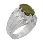 انگشتر زبرجد الماس تراش نقره مردانه دست ساز طرح اعلی