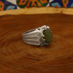 انگشتر زبرجد الماس تراش نقره مردانه دست ساز طرح اعلی - Image 2